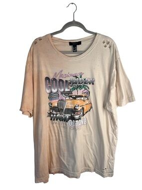 Distressed Forever 21 Cream Plus Size Graphic Tee